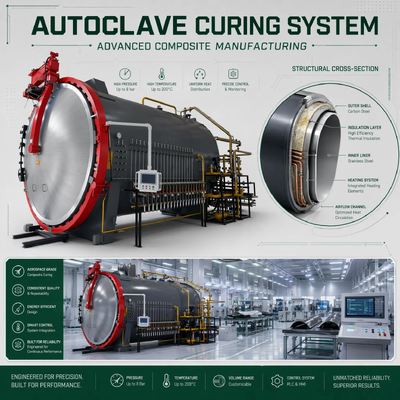 SGS รับรอง 1.5x4.5m รวมการทําความร้อน ยางบํารุง Autoclave สําหรับซิลิโคน Gaskets ผนึก การแปรรูปอุตสาหกรรม