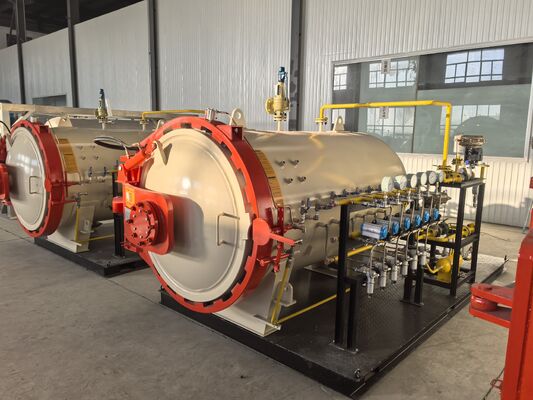 หม้อนึ่งความดันไฟเบอร์กลาสสำหรับอุตสาหกรรมอิเล็กทรอนิกส์ พร้อมประตูไฮดรอลิกสำหรับผลิตผลิตภัณฑ์คอมโพสิต